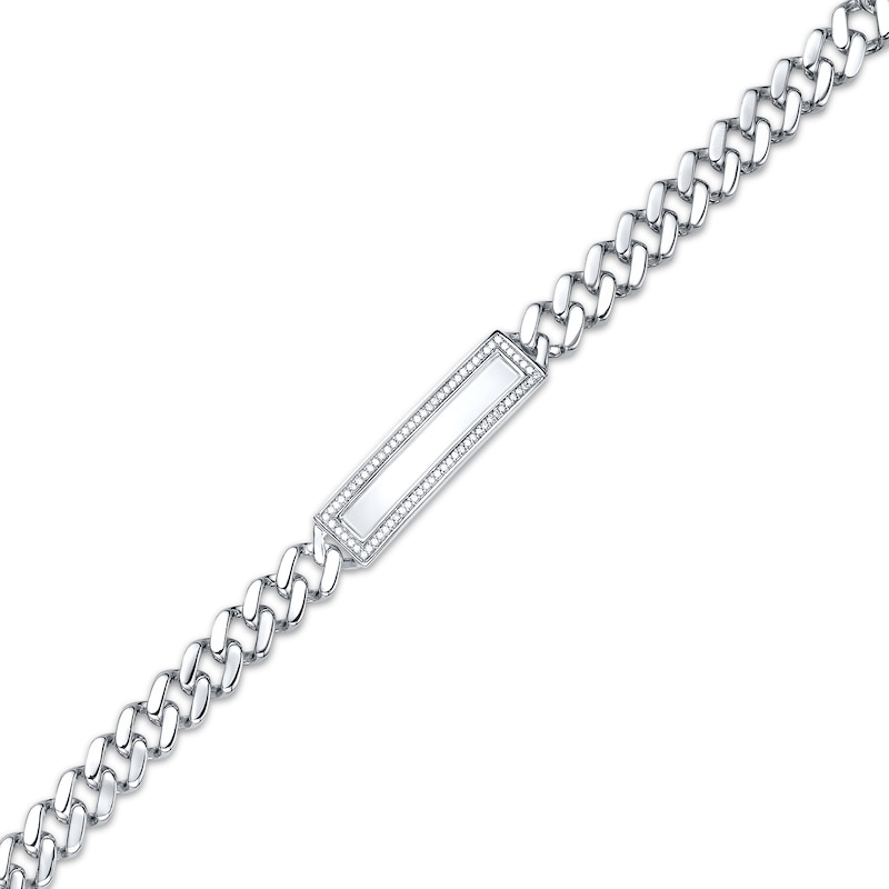 Main Image 2 of Men's Diamond Curb Chain ID Bracelet 1/3 ct tw Sterling Silver 8.5&quot;