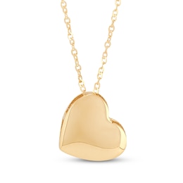 Polished Tilted Heart Necklace 14K Yellow Gold 18&quot;