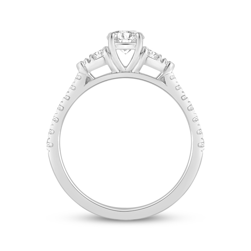 Main Image 3 of Memories Moments Magic Round-Cut Lab-Grown Diamond Three-Stone Engagement Ring 3/4 ct tw 14K White Gold