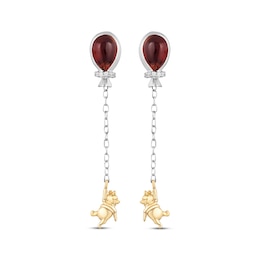 Disney Treasures Winnie the Pooh Garnet & Diamond Accent Balloon Drop Earrings Sterling Silver & 10K Yellow Gold