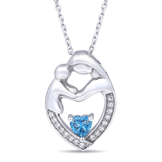 Mother & Child Heart-Shaped Birthstone Necklace