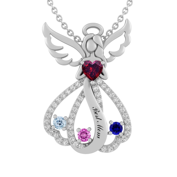Kay Outlet Color Stone Family Angel Necklace