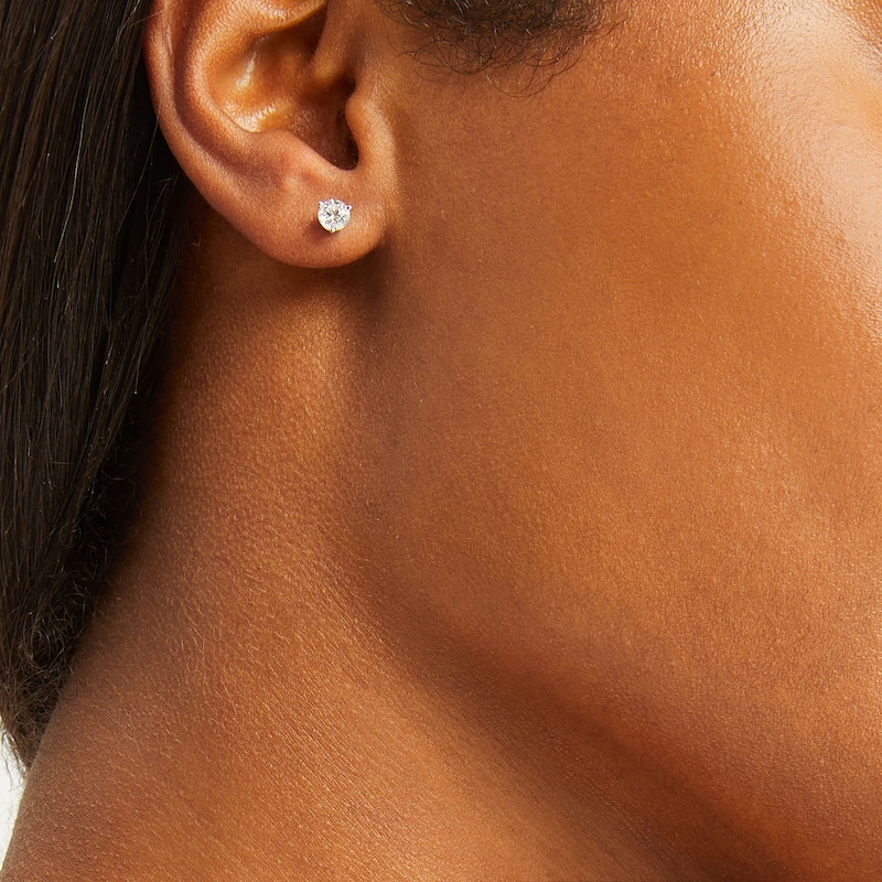 Diamond Earrings 14K White Gold Screw-Ons Non-pierced