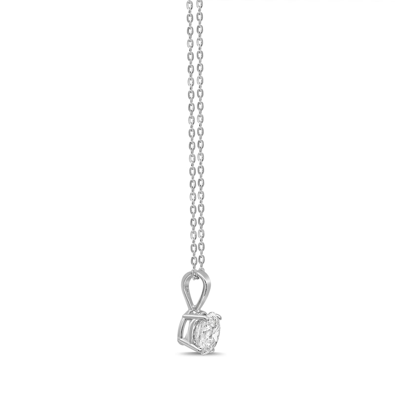 Main Image 3 of Solitaire Diamond Necklace 1 ct tw Round-cut 14K White Gold 18&quot; (I/I2)