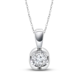 Diamond Solitaire Necklace 1/4 ct tw Round-cut 10K White Gold 18&quot; (J/I3)