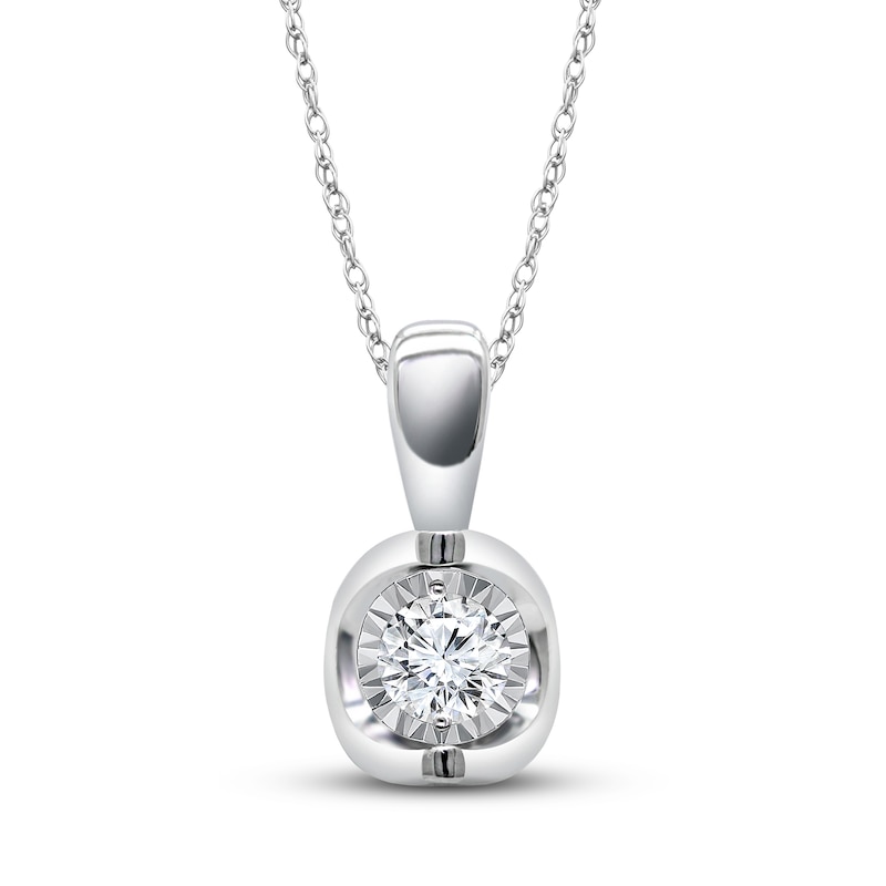 Main Image 1 of Diamond Solitaire Necklace 1/4 ct tw Round-cut 10K White Gold 18&quot; (J/I3)