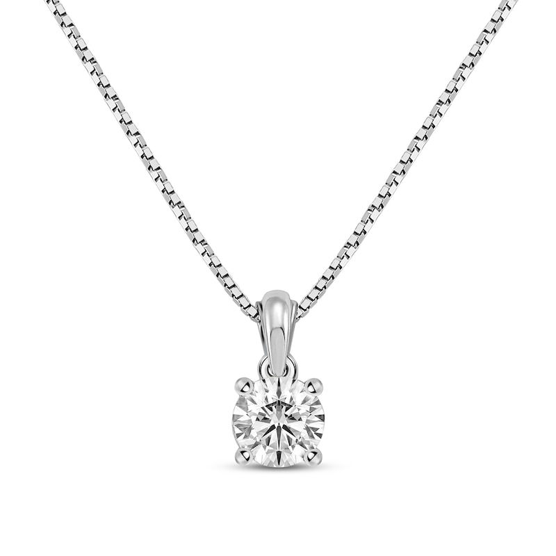 Main Image 1 of GSI Solitaire Diamond Necklace 1/3 ct tw Round-cut 14K White Gold 18&quot; (I/I1)