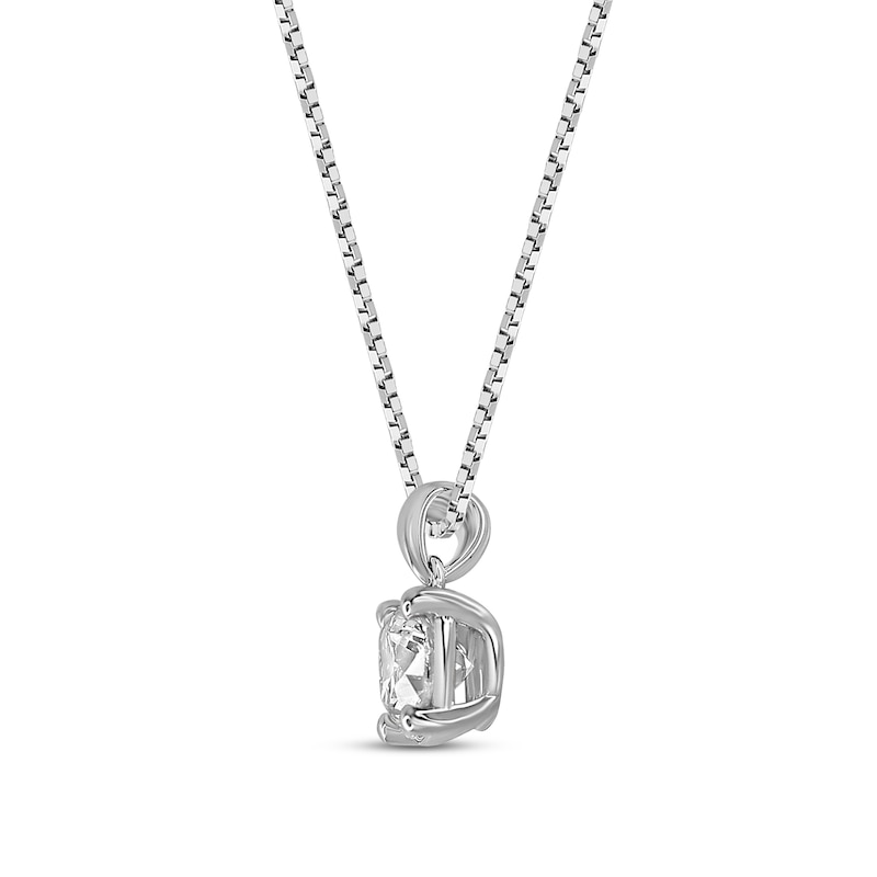 Main Image 3 of GSI Solitaire Diamond Necklace 1/3 ct tw Round-cut 14K White Gold 18&quot; (I/I1)