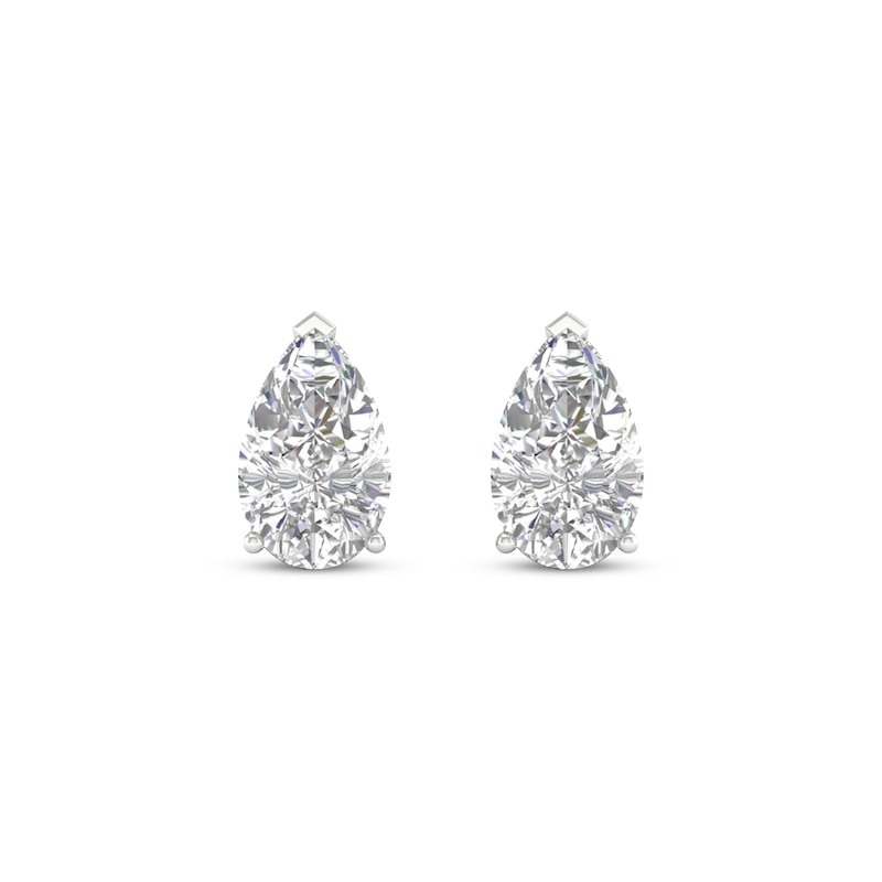 Main Image 2 of Lab-Grown Diamonds by KAY Pear-Shaped Solitaire Stud Earrings 1 ct tw 14K White Gold (F/SI2)