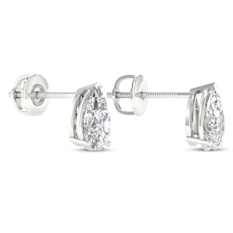 Main Image 4 of Lab-Grown Diamonds by KAY Pear-Shaped Solitaire Stud Earrings 1 ct tw 14K White Gold (F/SI2)