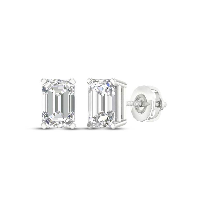 Main Image 1 of Lab-Grown Diamonds by KAY Emerald-Cut Solitaire Stud Earrings 1 ct tw 14K White Gold (F/SI2)