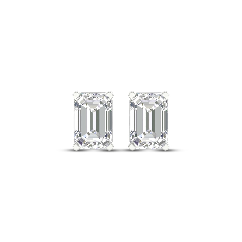 Main Image 2 of Lab-Grown Diamonds by KAY Emerald-Cut Solitaire Stud Earrings 1 ct tw 14K White Gold (F/SI2)