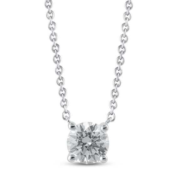 Lab-Created Diamonds by KAY Solitaire Diamond Necklace 1 ct tw Round-cut 14K White Gold 19" (F/VS2)