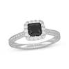 Thumbnail Image 1 of Neil Lane Princess-Cut Black & White Diamond Engagement Ring 1-3/8 ct tw 14K White Gold