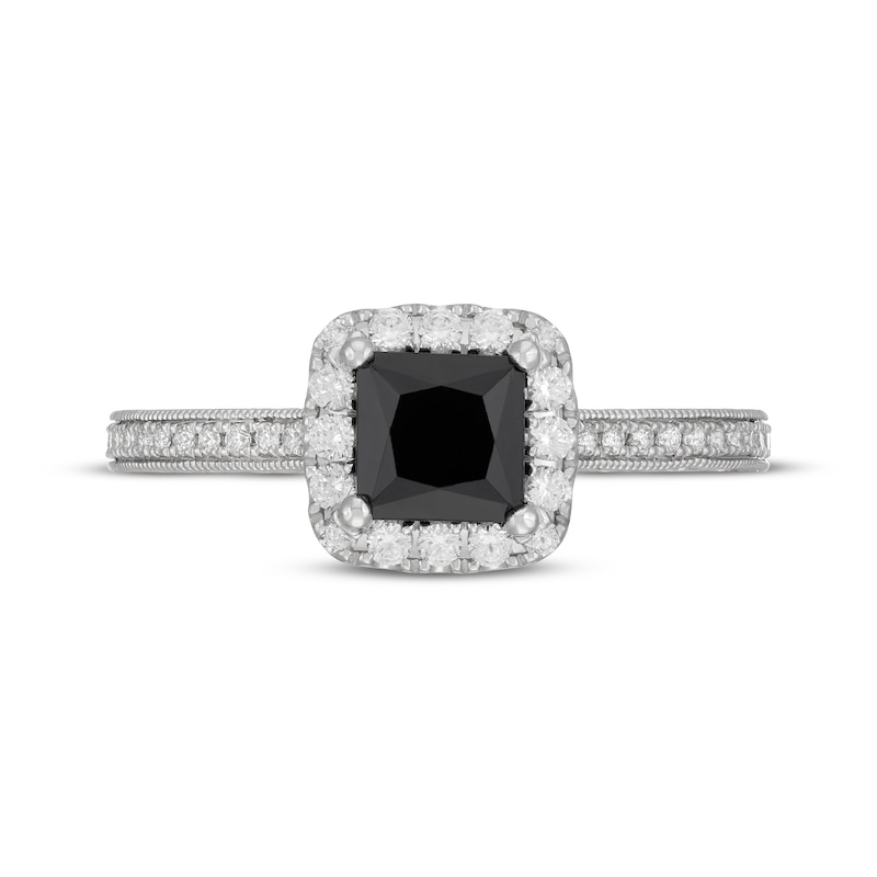 Main Image 3 of Neil Lane Princess-Cut Black & White Diamond Engagement Ring 1-3/8 ct tw 14K White Gold