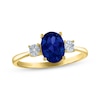 Thumbnail Image 1 of Oval-Cut Blue Lab-Created Sapphire & Diamond Ring 10K Yellow Gold