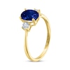 Thumbnail Image 2 of Oval-Cut Blue Lab-Created Sapphire & Diamond Ring 10K Yellow Gold