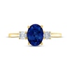 Thumbnail Image 3 of Oval-Cut Blue Lab-Created Sapphire & Diamond Ring 10K Yellow Gold