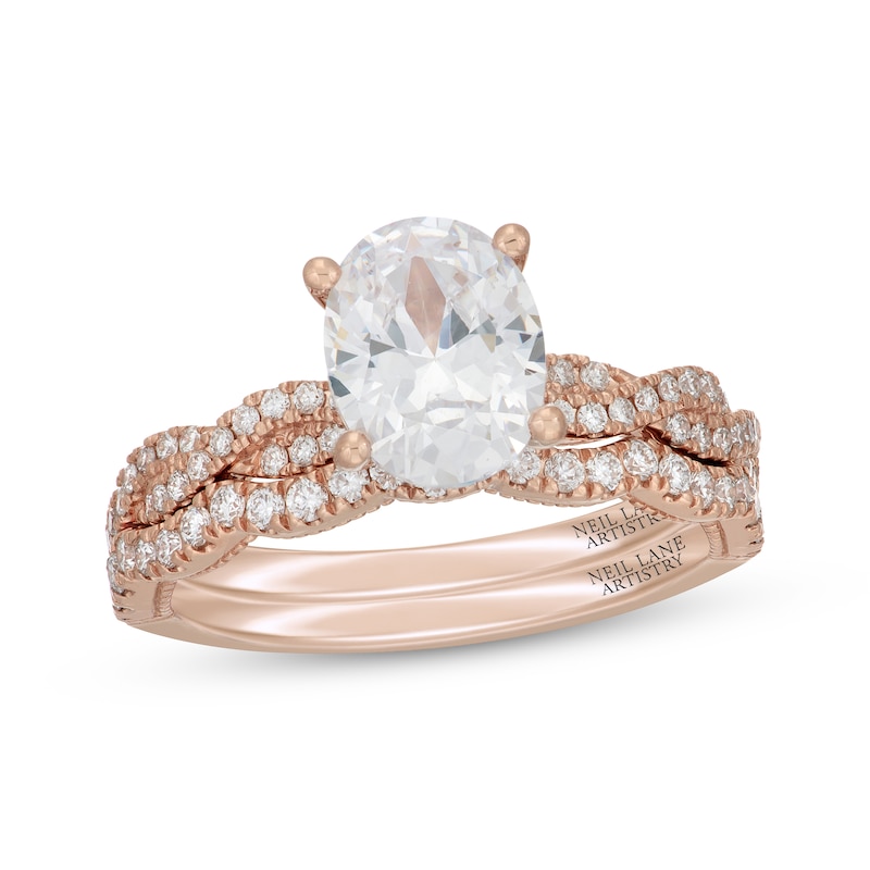 Main Image 1 of Neil Lane Artistry Oval-Cut Lab-Grown Diamond Bridal Set 1-7/8 ct tw 14K Rose Gold