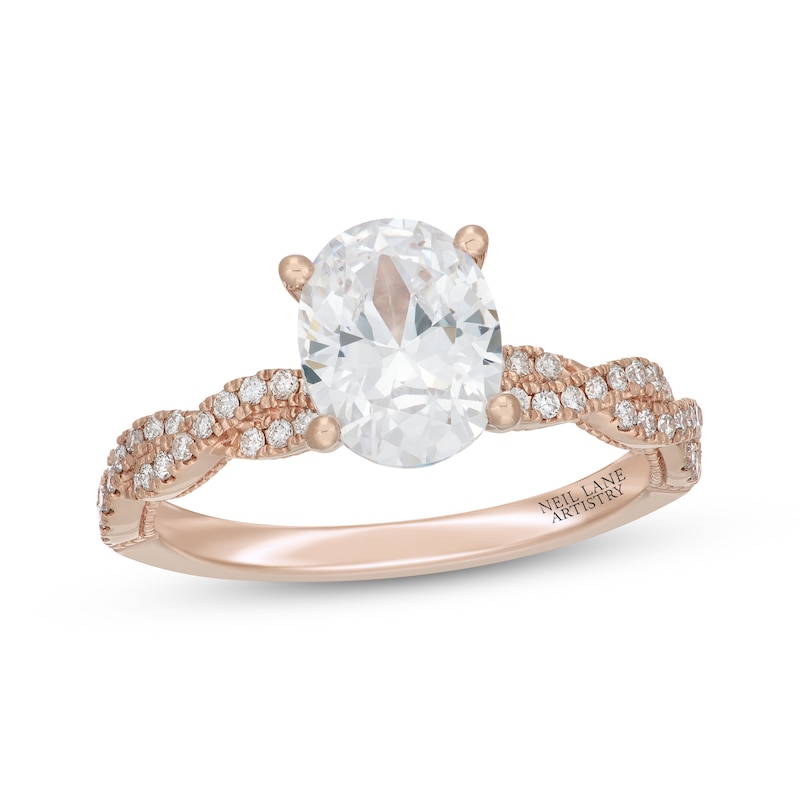 Main Image 1 of Neil Lane Artistry Oval-Cut Lab-Created Diamond Engagement Ring 1-3/4 ct tw 14K Rose Gold