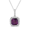 Thumbnail Image 1 of Cushion-Cut Amethyst & White Lab-Created Sapphire Necklace Sterling Silver 18&quot;