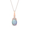 Thumbnail Image 0 of Oval-Cut Opal & Diamond Accent Necklace 10K Rose Gold 18"