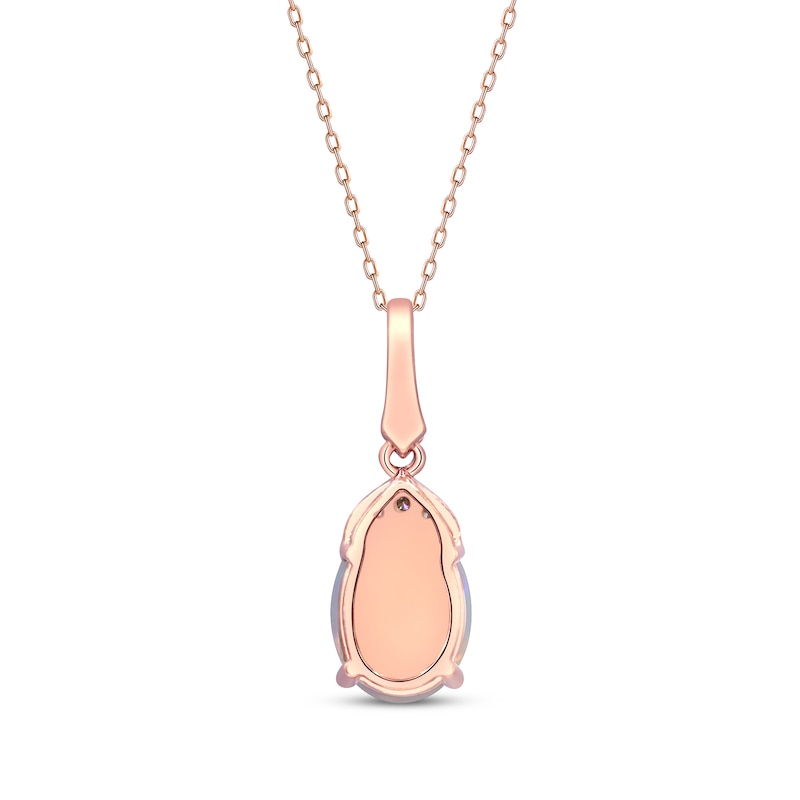 Oval-Cut Opal & Diamond Accent Necklace 10K Rose Gold 18"