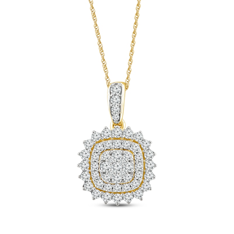 Main Image 1 of Multi-Diamond Starburst Necklace 3/4 ct tw 14K Yellow Gold 18&quot;