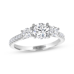 THE LEO Diamond Round-Cut Three-Stone Engagement Ring 1-5/8 ct tw 14K White Gold