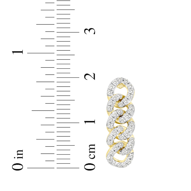 Main Image 4 of Diamond Chain Link Oval Hoop Earrings 1/2 ct tw 10K Yellow Gold