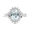 Thumbnail Image 2 of Oval-Cut Aquamarine & White Lab-Created Sapphire Starburst Ring Sterling Silver