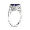 Thumbnail Image 1 of Emerald-Cut Blue & White Lab-Created Sapphire Ring Sterling Silver