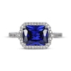 Thumbnail Image 2 of Emerald-Cut Blue & White Lab-Created Sapphire Ring Sterling Silver