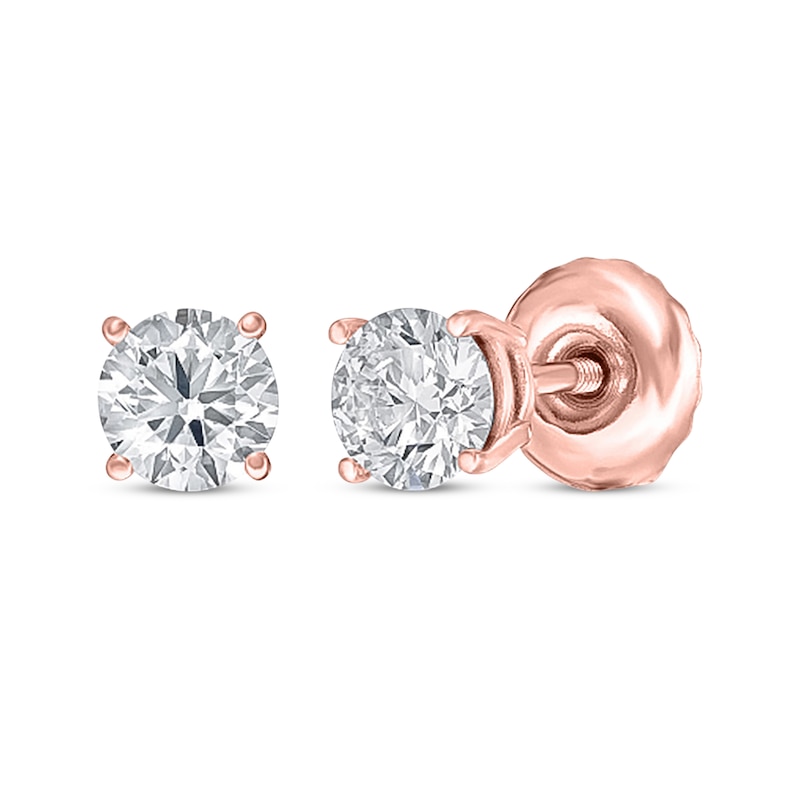 Main Image 1 of Lab-Grown Diamonds by KAY Round-Cut Solitaire Stud Earrings 1/2 ct tw 14K Rose Gold (F/VS2)