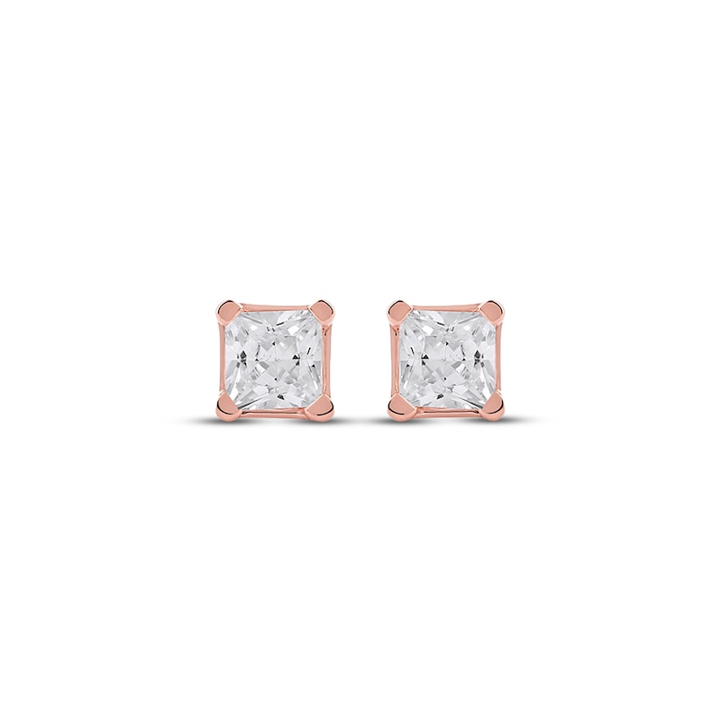 Main Image 2 of Lab-Grown Diamonds by KAY Princess-Cut Solitaire Stud Earrings 1/2 ct tw 14K Rose Gold (F/VS2)