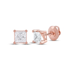 Lab-Created Diamonds by KAY Princess-Cut Solitaire Stud Earrings 1 ct tw 14K Rose Gold (F/VS2)