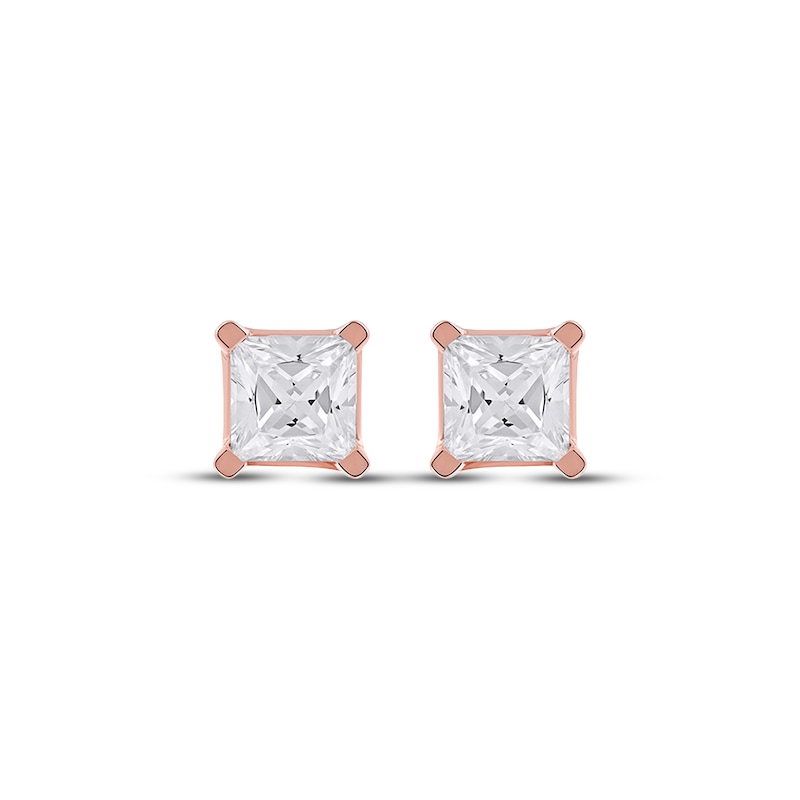 Main Image 2 of Lab-Grown Diamonds by KAY Princess-Cut Solitaire Stud Earrings 1 ct tw 14K Rose Gold (F/VS2)