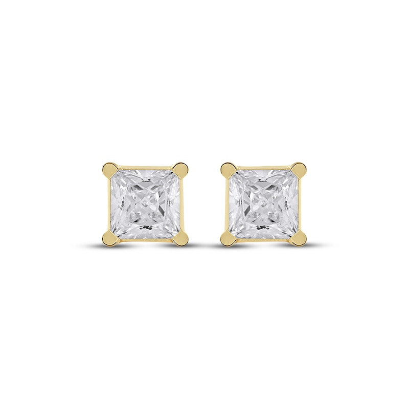 Main Image 2 of Lab-Grown Diamonds by KAY Princess-Cut Solitaire Stud Earrings 1-1/2 ct tw 14K Yellow Gold (F/VS2)