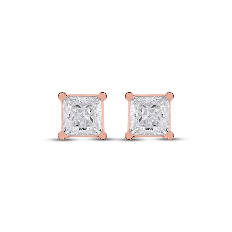 Main Image 2 of Lab-Grown Diamonds by KAY Princess-Cut Solitaire Stud Earrings 1-1/2 ct tw 14K Rose Gold (F/VS2)