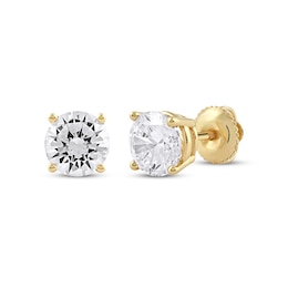 Lab-Created Diamonds by KAY Round-Cut Solitaire Stud Earrings 2 ct tw 14K Yellow Gold (F/VS2)