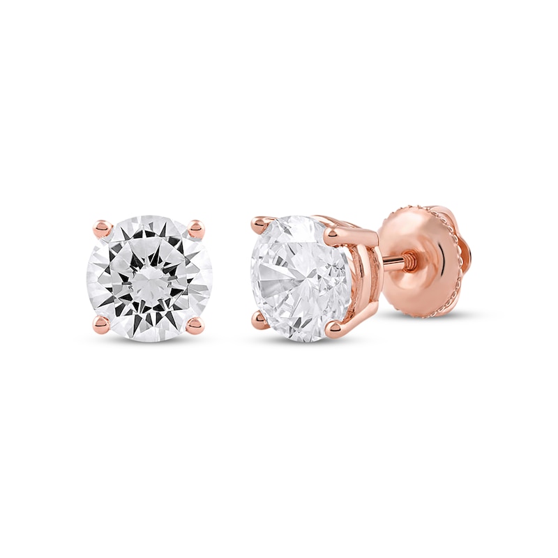 Main Image 1 of Lab-Grown Diamonds by KAY Round-Cut Solitaire Stud Earrings 2 ct tw 14K Rose Gold (F/VS2)