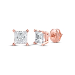 Lab-Created Diamonds by KAY Princess-Cut Solitaire Stud Earrings 2 ct tw 14K Rose Gold (F/VS2)