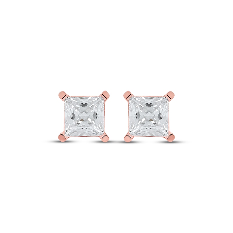 Main Image 2 of Lab-Grown Diamonds by KAY Princess-Cut Solitaire Stud Earrings 2 ct tw 14K Rose Gold (F/VS2)