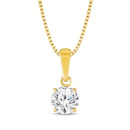 Round-Cut Diamond Solitaire Necklace 1/2 ct tw 14K Yellow Gold 18&quot; (J/I2)