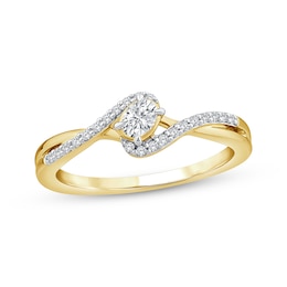 Oval-Cut Diamond Bypass Engagement Ring 1/4 ct tw 10K Yellow Gold