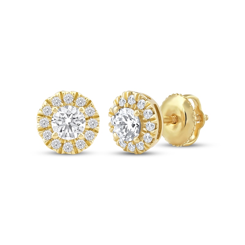 Lab-Grown Diamonds by KAY Halo Stud Earrings 1/2 ct tw 14K Yellow Gold