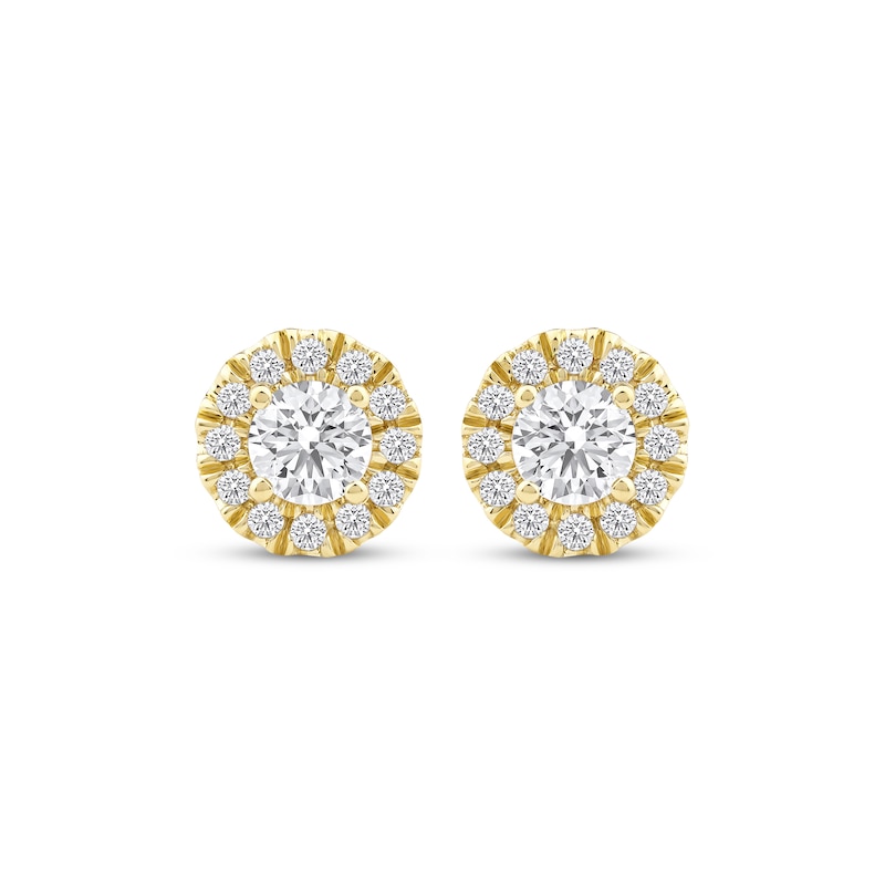 Lab-Grown Diamonds by KAY Halo Stud Earrings 1/2 ct tw 14K Yellow Gold