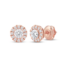 Lab-Created Diamonds by KAY Halo Stud Earrings 1/2 ct tw 14K Rose Gold
