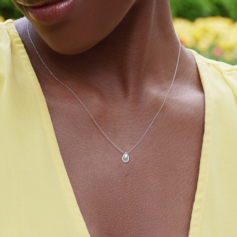 Main Image 4 of Diamond Solitaire Teardrop Necklace 1/20 ct tw 14K White Gold 18&quot; (I/I2)