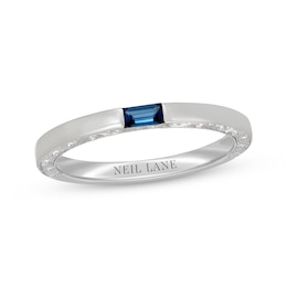 Neil Lane Baguette-Cut Natural Blue Sapphire Anniversary Ring 14K White Gold